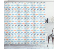 Nursery Theme Buses to Left Shower Curtain