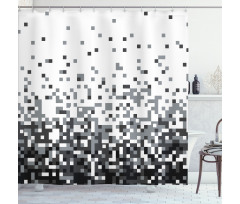 Squares Greyscale Shower Curtain