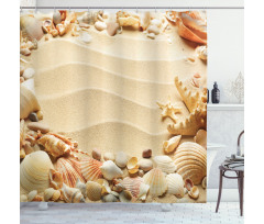 Blurry Ocean Seashells Sandy Shower Curtain