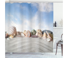 Seashells on Sand Hill Sky Shower Curtain