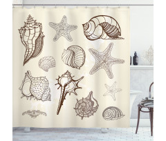 Grunge Outline Nautical Art Shower Curtain