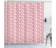 Simplistic Red Berry Pattern Shower Curtain