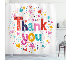 Happy Floral Hearts Stars Shower Curtain