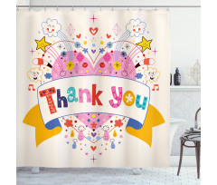 Heart Stars and Clouds Shower Curtain