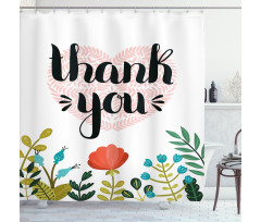 Heart Flowers and Leaves Shower Curtain