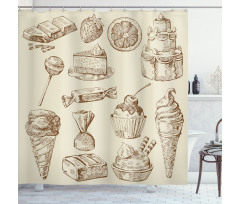 Pieces of Cake Creamy Doodle Shower Curtain