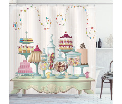 Cakes Glass Jars on a Table Shower Curtain