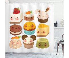 Baked Goods with Smileys Shower Curtain