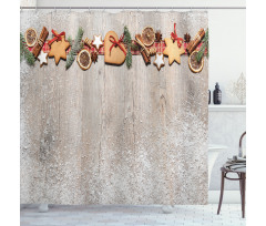 Christmas Themed on Wood Shower Curtain