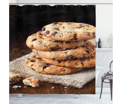 Stacks of Bites on a Table Shower Curtain