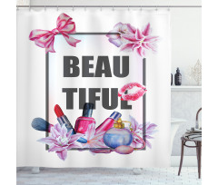 Text in Frame Shower Curtain