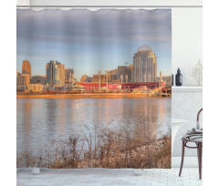 Vertical of City River Shower Curtain