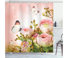 Blossoming Feminine Roses Shower Curtain
