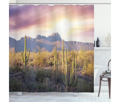 Saguaro Cactus and Mountain Shower Curtain