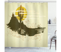 Dramatic Saguaro and Sun Shower Curtain