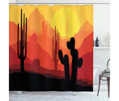 Cactus Silhouettes at Dusk Shower Curtain