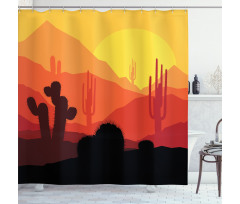 Western Cactus Silhouettes Shower Curtain