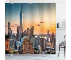 Sunset Manhattan Skyline Shower Curtain