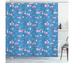 Cartoonish Noel Scenery Shower Curtain