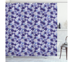 Monochrome Exotic Flora Shower Curtain