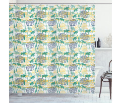 Ethnic Animal and Palms Shower Curtain