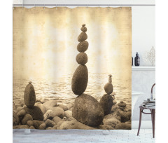Rocks Calm Sepia Art Shower Curtain