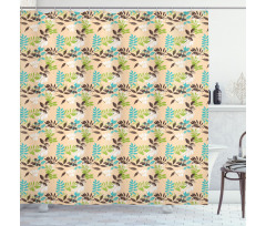 Nostalgic and Grunge Leaves Shower Curtain