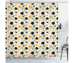 Tropical Foliage Silhouette Shower Curtain