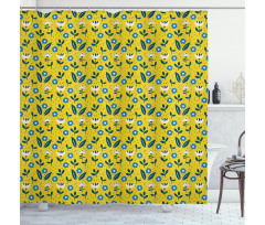 Scandinavian Flowers Leaves Shower Curtain