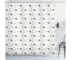 Noel Pine Trees Houses Shower Curtain