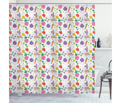 Mushroom Potatoes Carrot Shower Curtain