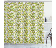 Tropical Fruit with Leaves Shower Curtain