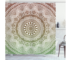 Ethnic Leafy Round Ornate Shower Curtain