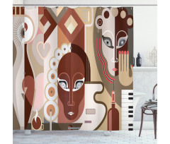 Abstract Shapes and Faces Shower Curtain