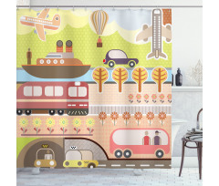 Train Ship Airplane Bus Shower Curtain