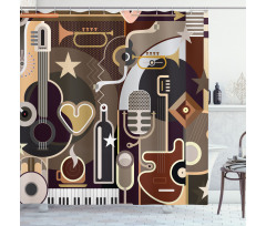Musical Instruments Abstract Shower Curtain
