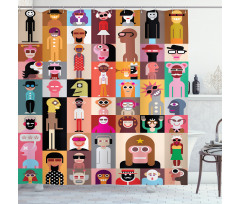 Large Group of People Art Shower Curtain