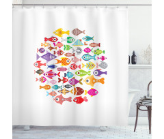 Aquarium Round Colorful Design Shower Curtain