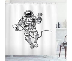 Cosmonaut Waving Hand Shower Curtain