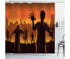Abandoned City Halloween Shower Curtain