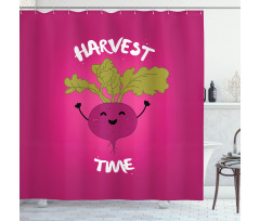 Happy Beet Character Words Shower Curtain