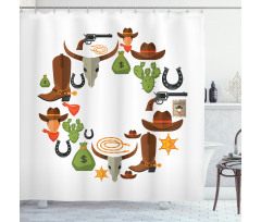 Vintage Wild West and Cowboy Shower Curtain