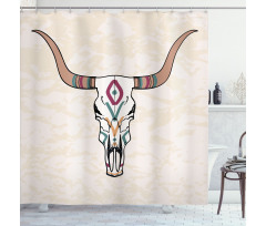 Tribal Bull Skull Folkloric Shower Curtain