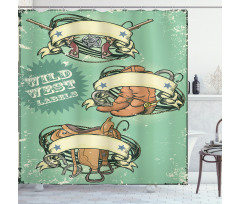 Grunge Retro Cowboy Boots Shower Curtain