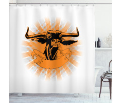 Furious Bull Head Portrait Shower Curtain