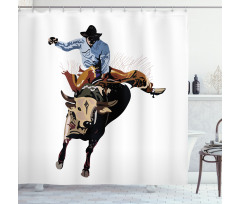 Cowboy Bucking Bull Western Shower Curtain