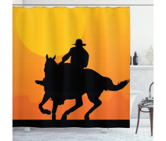 Silhouette of a Lone Rider Shower Curtain