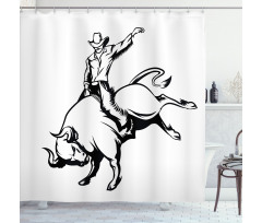 Cowboy Riding a Wild Bull Shower Curtain