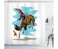 Cowboy Falling off His Horse Shower Curtain