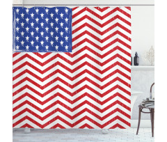 Country Flag with Zigzag Lines Shower Curtain
